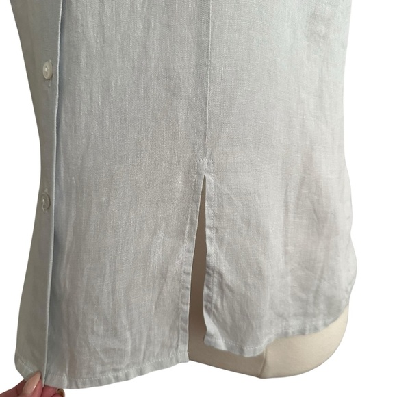 BARCELINO by Cellini Light Gray Linen Button-Up Shirt Minimalist Old Money 8 - Picture 6 of 14